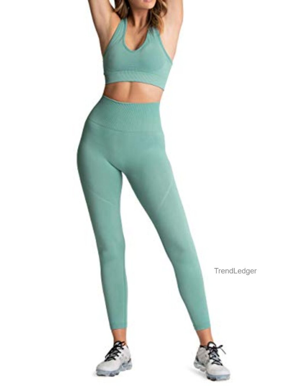 2 Piece Yoga Outfit High Waisted Leggings with Sports Bra Set